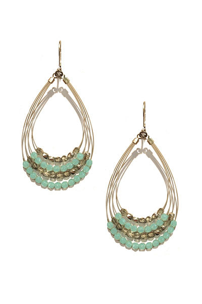 Sparkle Beaded Dangle Earring 2421: HS /Aqua / MatteSilver