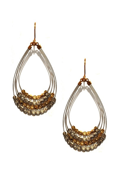 Sparkle Beaded Dangle Earring 2421: HS / Gold / S / G