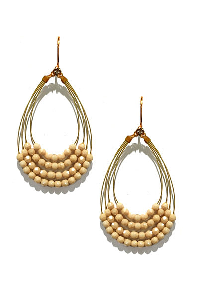 Sparkle Beaded Dangle Earring 2421: Ivory / Gold