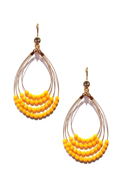 Sparkle Beaded Dangle Earring 2421: Yellow / Gold