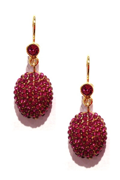 Love Sparkle Round Drop Earring 2483: Fuchsia / Gold