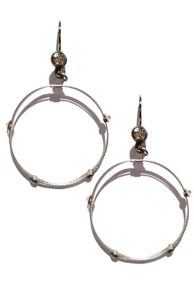 Minimalist Drop Hoop Earring 2620: Clear / Silver