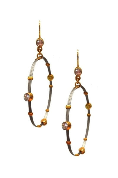 Elegant Hoop Dangle Earring 2911: Crystal / Silver / Gold