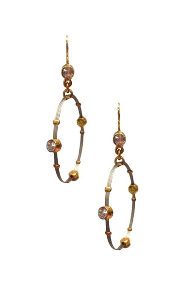 Small Hoop Dangle Earring 2912: Crystal / Silver / Gold