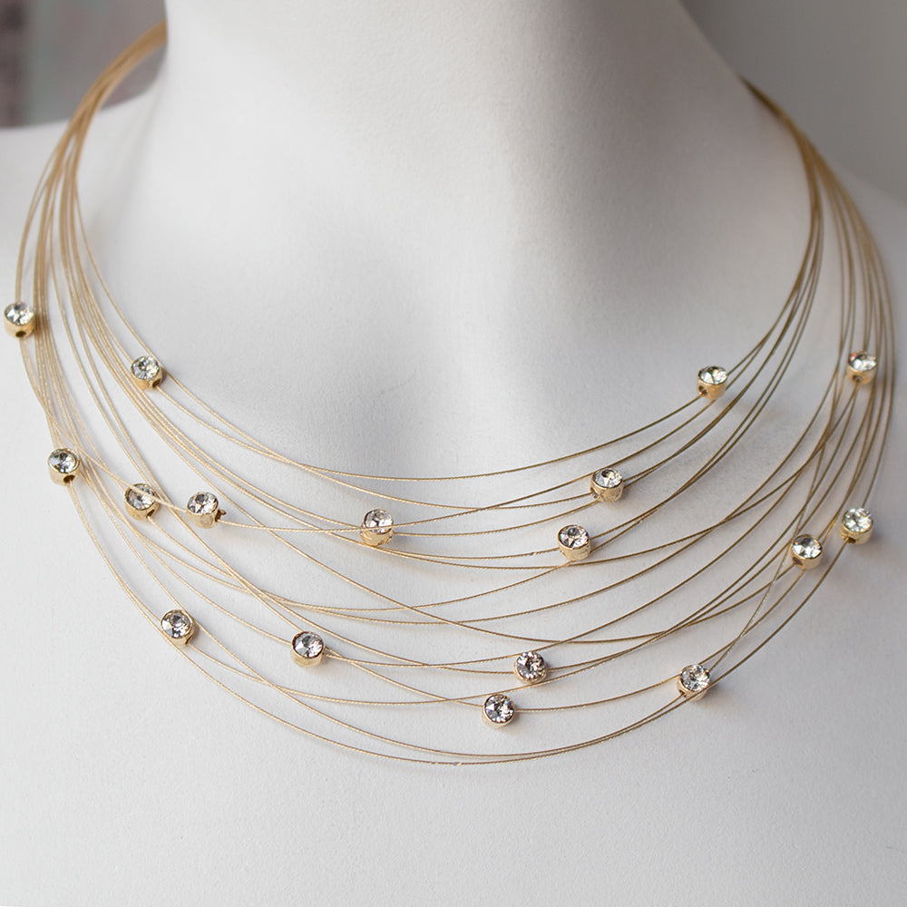 Glamorous For Women Necklace 8255: Clear/ Gold