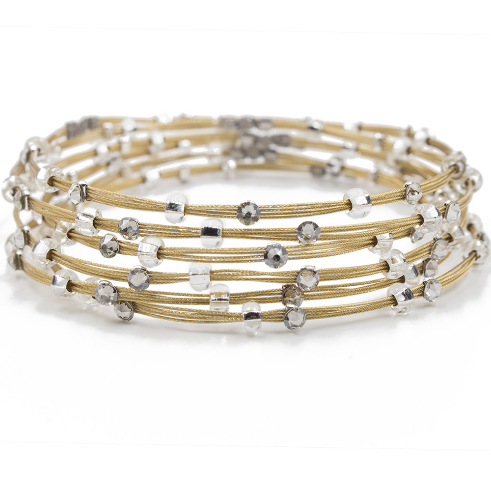 Embellished Life Bracelet 4169: Clear/ Matte/ Gold
