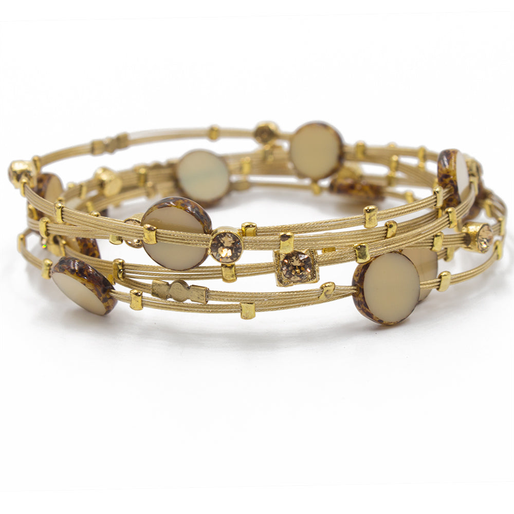 Boutique Bracelet 3253: Brown/ Gold
