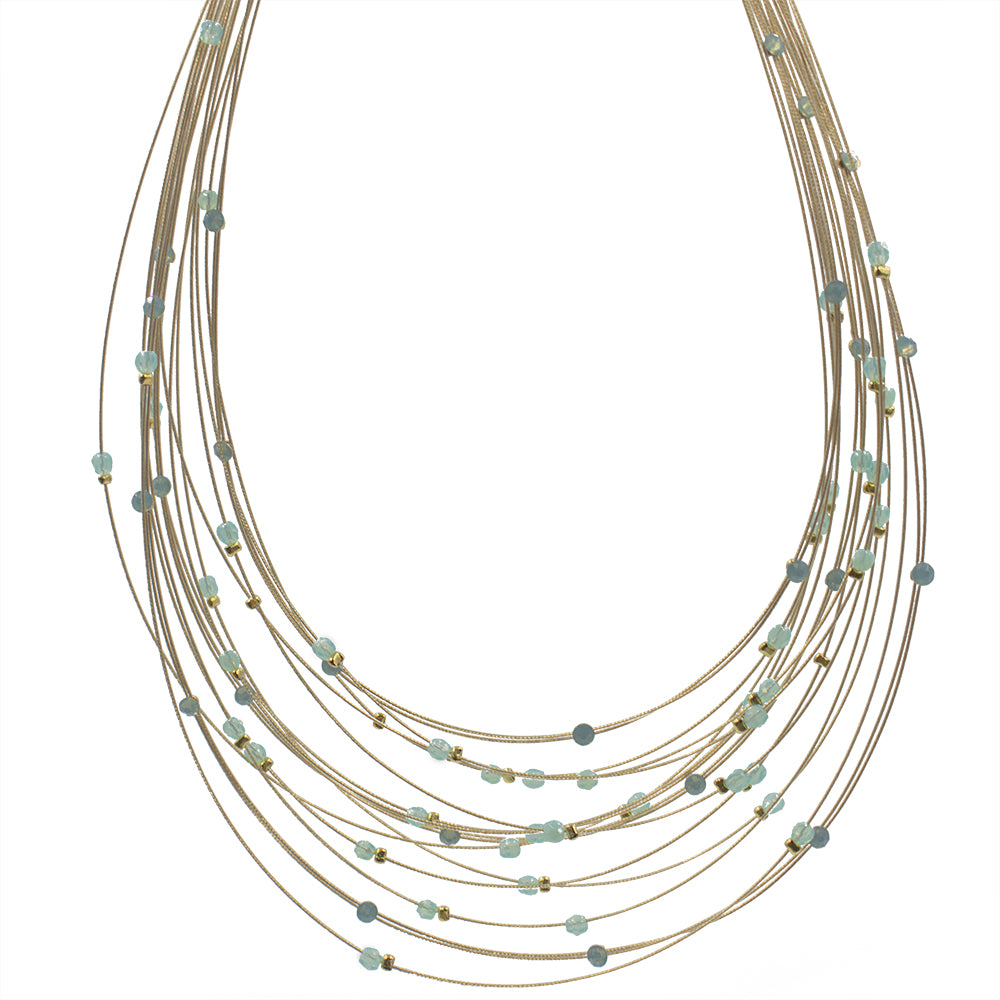 Birdsnest Necklace 8101: Sky/ Gold