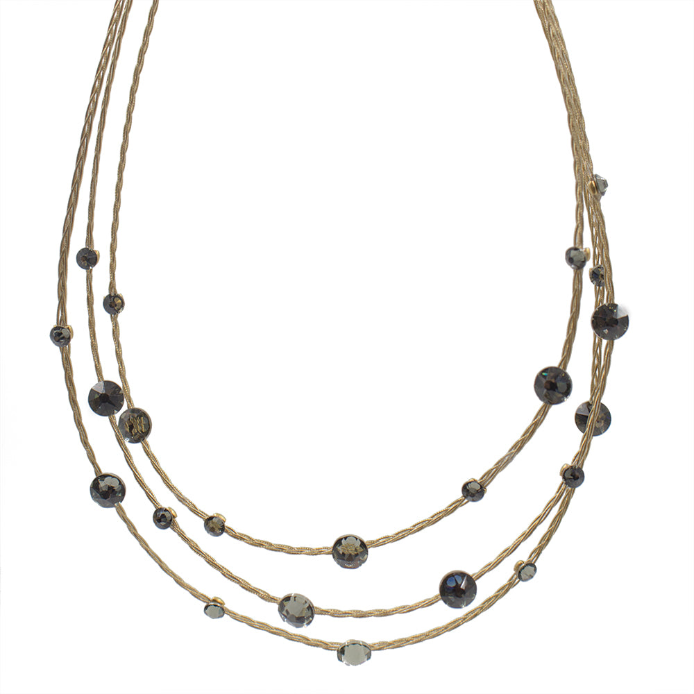 Enchanting Women's Necklace 8389: Black Diamond/ Gold