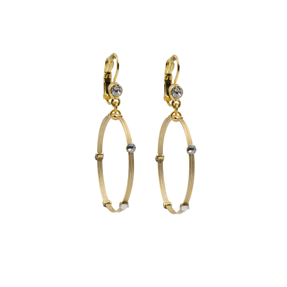 Minimalist Drop Hoop Earring 2620: Clear/ Gold