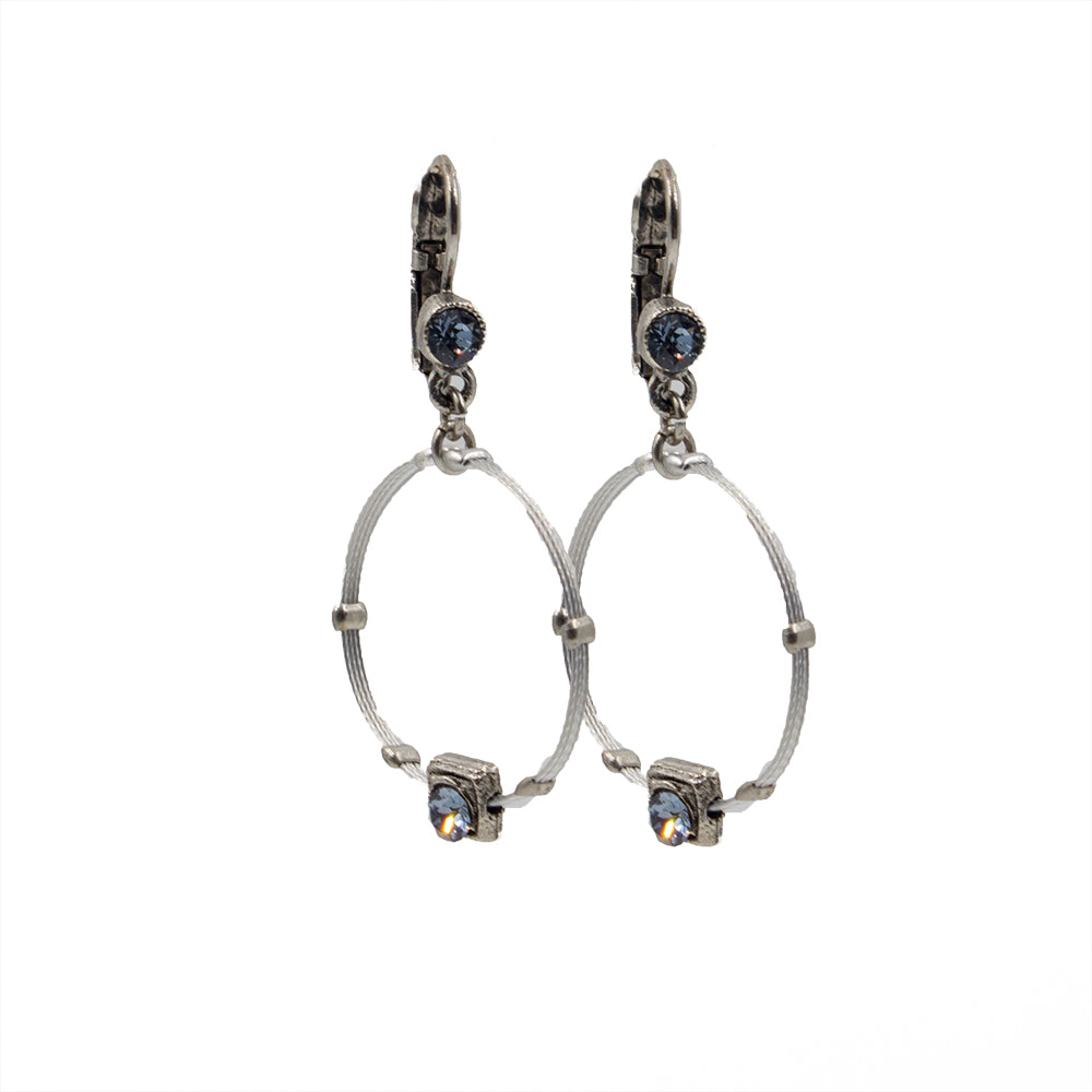 Chic Drop Hoop Earring 2803: Denim/ Silver