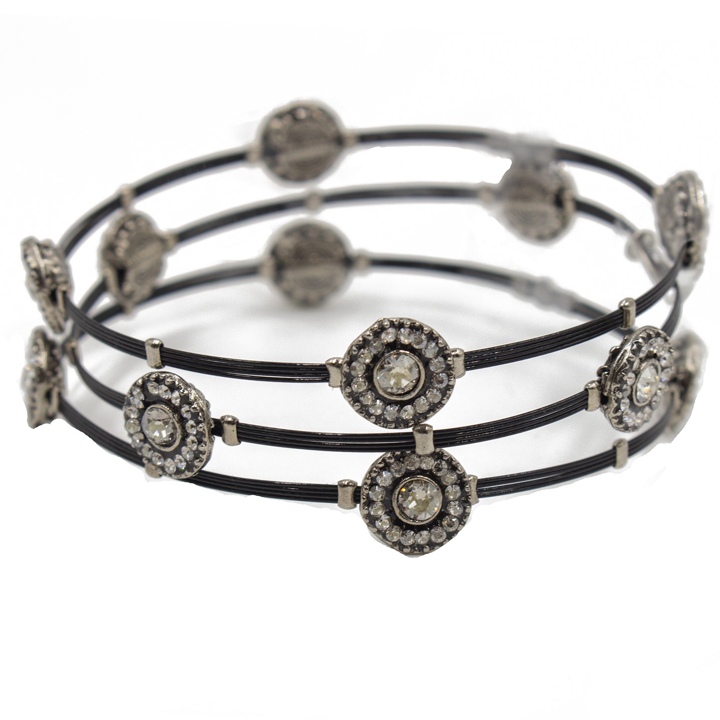 Bedazzled Bracelet 4215: Clear/ Black/ Silver