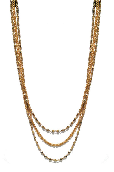 Chain and Bead Necklace 7569: Gold / Gold