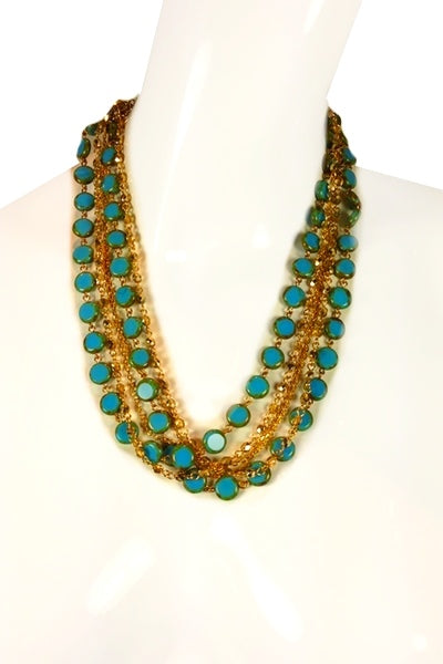 Boutique Layered Necklace 7819: Turquoise / Gold