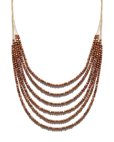 Glitzy Beaded Necklace 7974: Earth / Gold