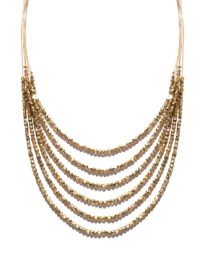 Glitzy Beaded Necklace 7974: Gold / Gold