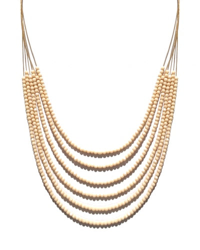 Glitzy Beaded Necklace 7974: Ivory / Gold