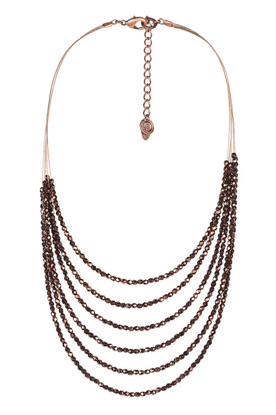 Glitzy Beaded Necklace 7974: Choc / Brown / C