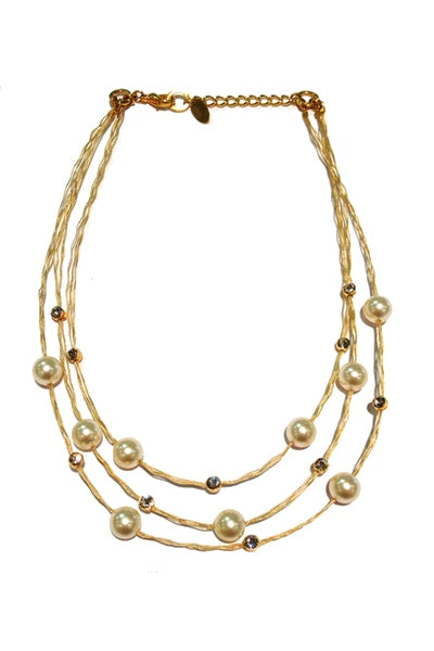 Pretty for Women Pearl Necklace 8109: Clear / CreamPearl / Gold