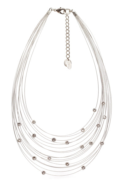 Glamorous For Women Necklace 8255: Clear - Silver Wire - Matte