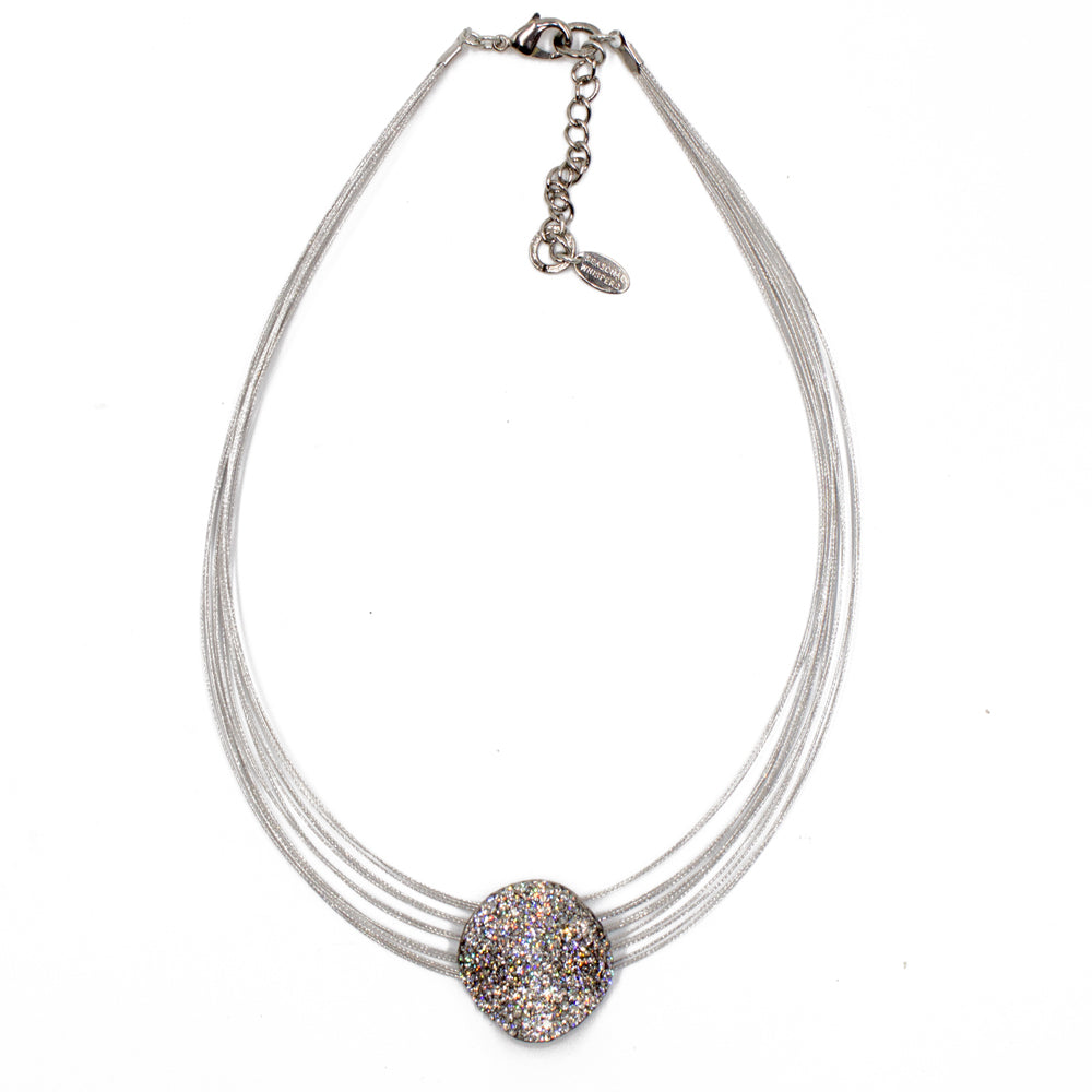 Handmade Love Necklace 8249: Clear/ Silver