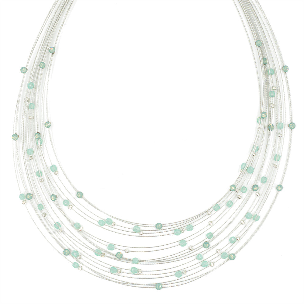 Birdsnest Necklace 8101: Sky/ Silver