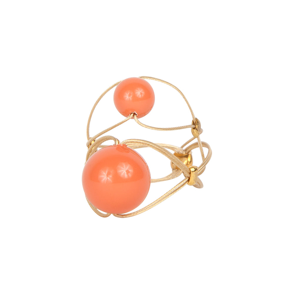 Delicate Pearl Ring 9002: Coral Pearl/Rose/Gold
