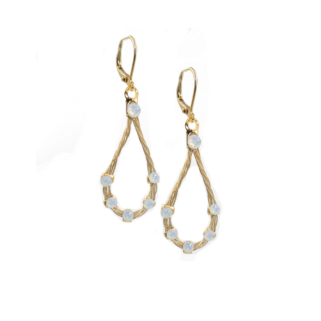 Handmade Love Teardrop Earring 2041: Opal White/ Gold