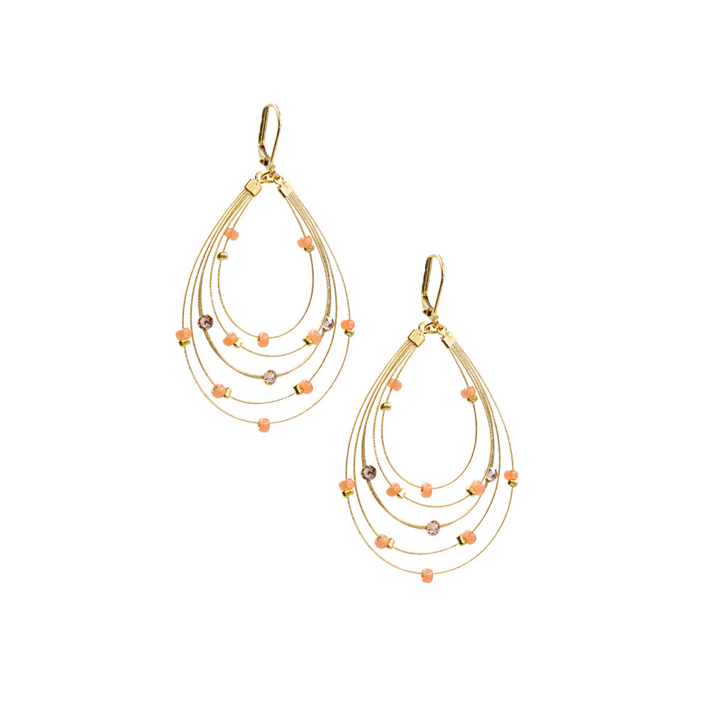 Exquisite Dangle Earring 2653: Peach/ Gold