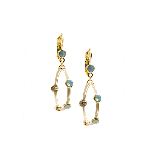 Pretty Dangle Hoop Earring 2064: Opal Turq/ Gold