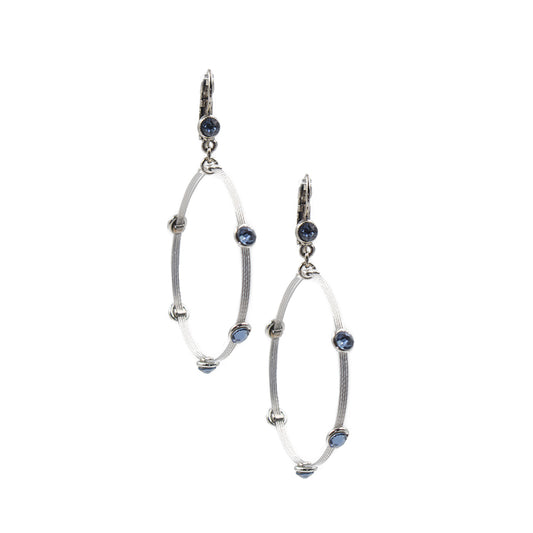 Pretty Dangle Hoop Earring LRG 2065: Denim/ Silver