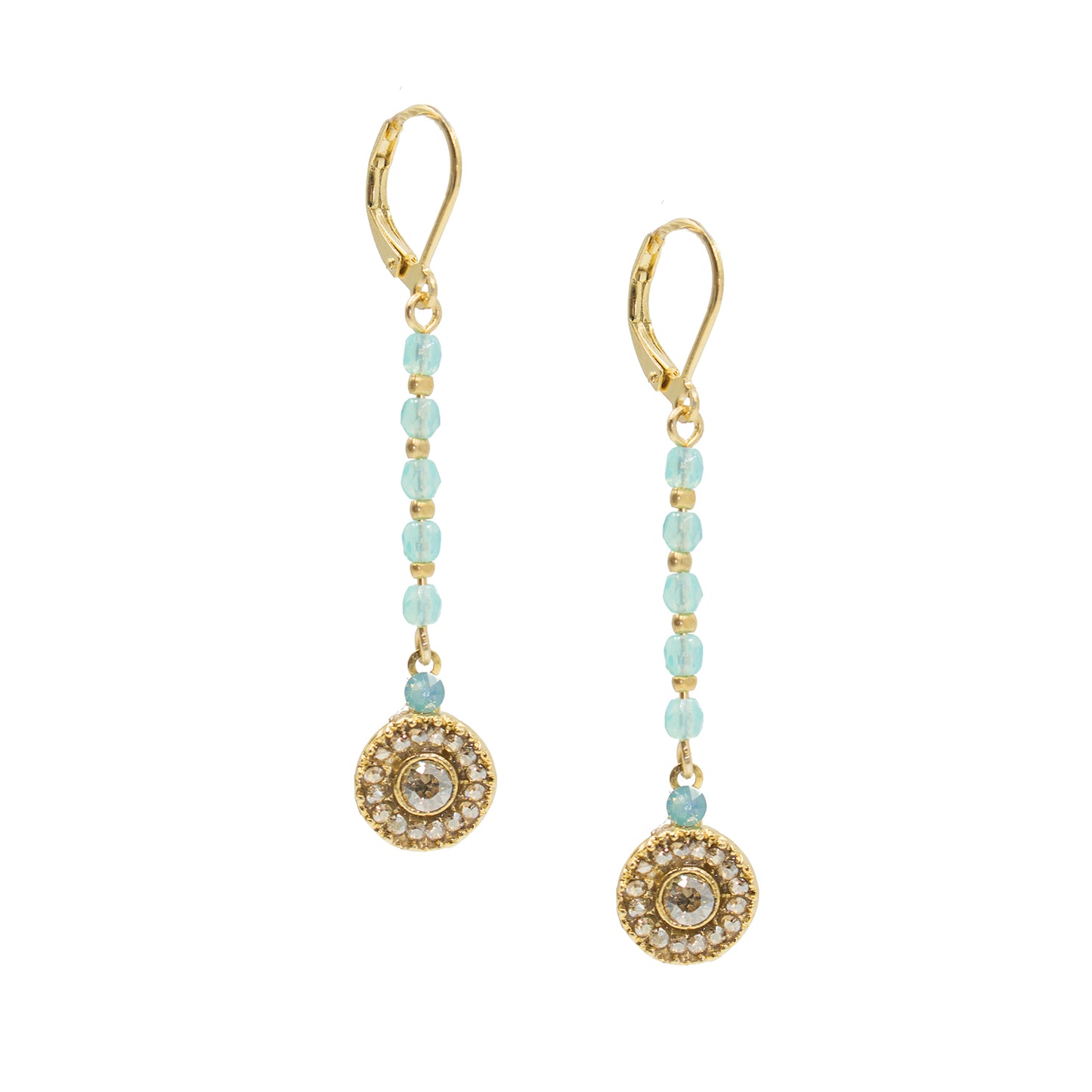 Earring 2095: Opal Turq/ Gold