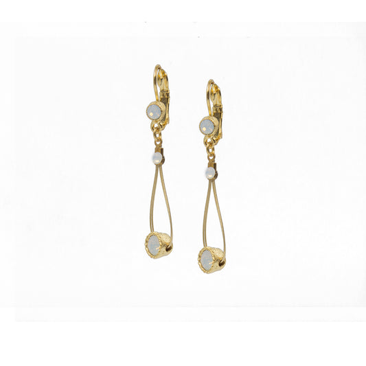 Chic Teardrop Dangle Earring 2701: Opal White/ Gold