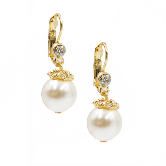 Earring 2960: White Pearl/ Gold