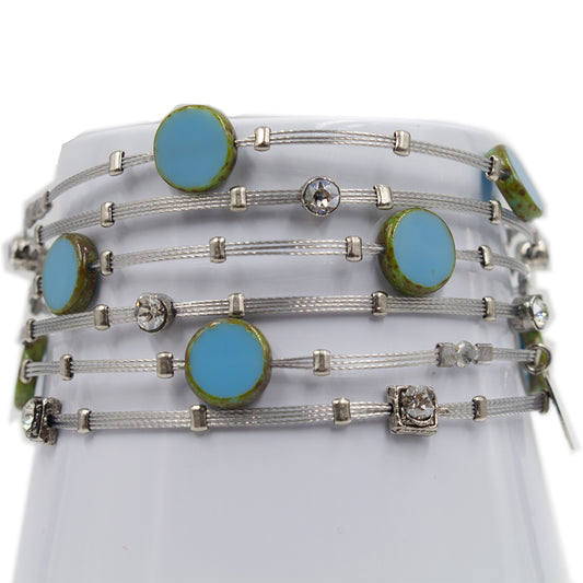Boutique Bracelet 3253: Clear/ Turq/ Silver