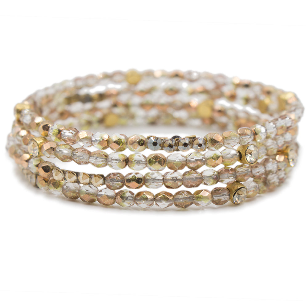 Sparkle Beaded Bracelet 3473: Clear/ Gold