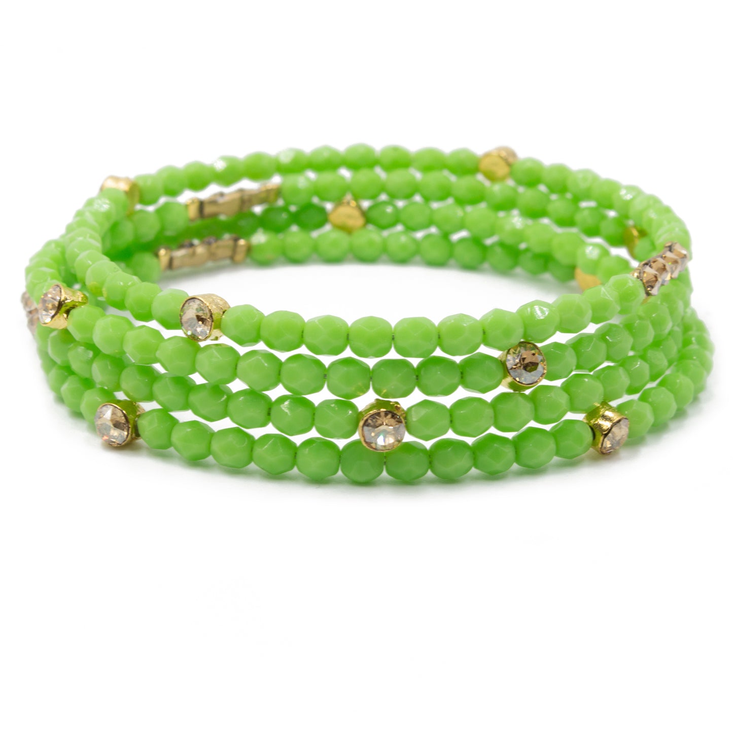 Sparkle Beaded Bracelet 3473: Mint Green/ Gold