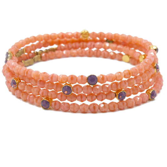 Sparkle Beaded Bracelet 3473: Opal Amethyst/ Nude/ Gold