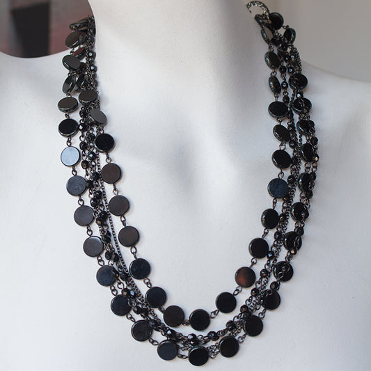 Boutique Layered Necklace 7819: Black/ Black