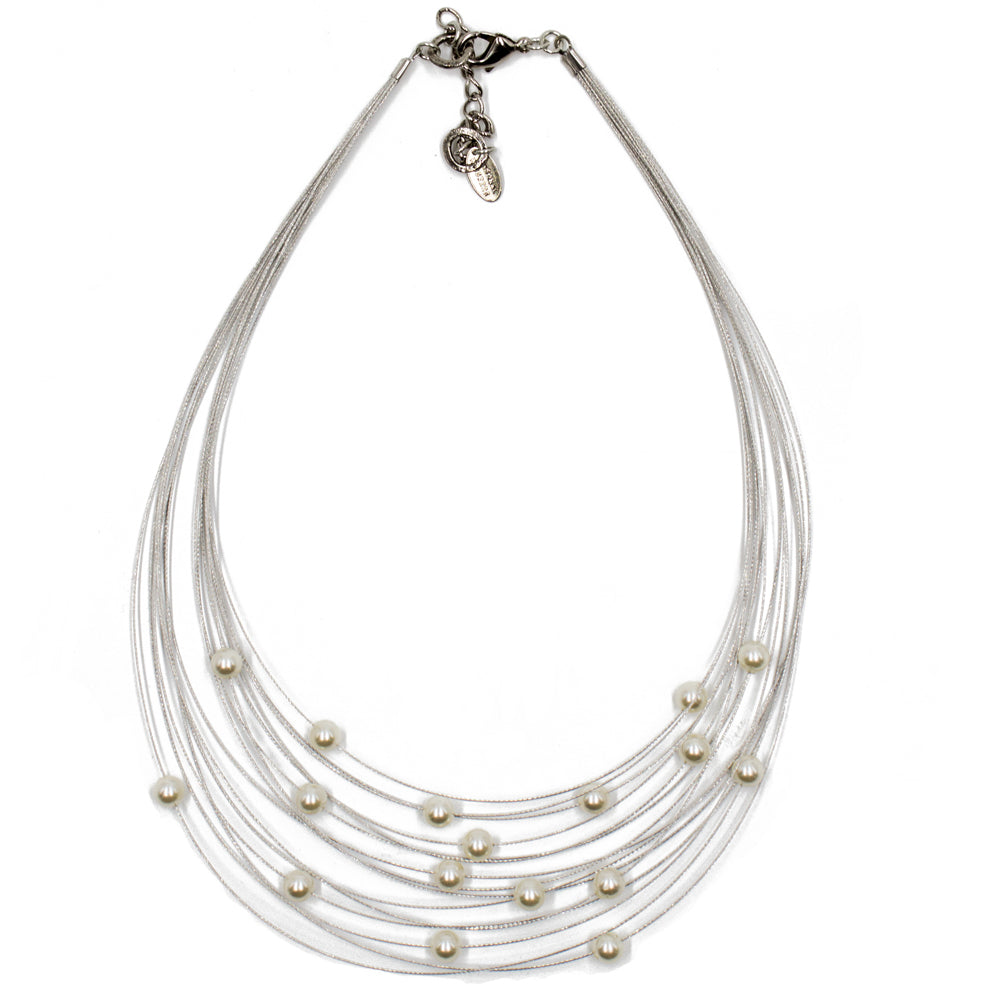 Necklace 8246: White Pearl/ Silver