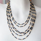 Layered Beaded Necklace 8400: Black/ Gold