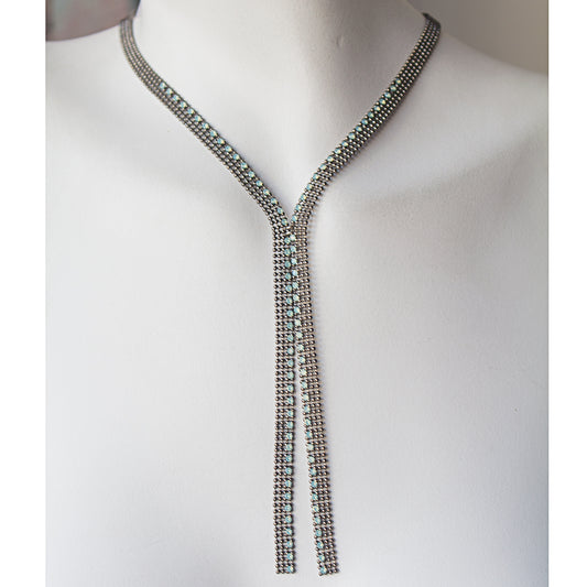 Exquisite Design Necklace 8397: Opal Turq/ Silver