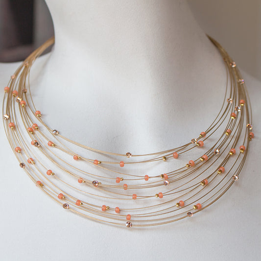 Necklace 8409: Peach/ Gold