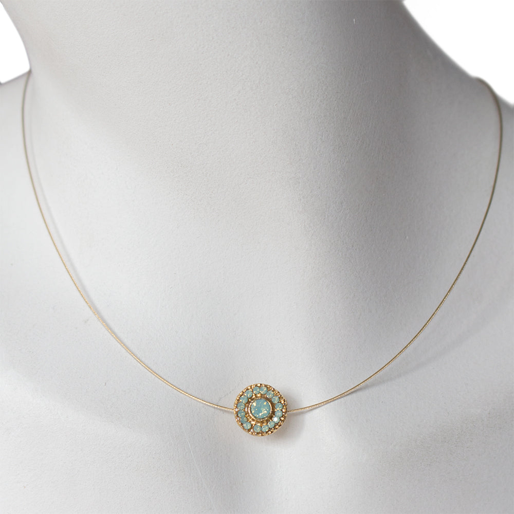Elegant Woman Necklace 8418: Opal Turq/ Gold