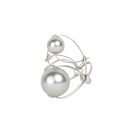 Delicate Pearl Ring 9002: Light Grey Pearl/Silver/Mat