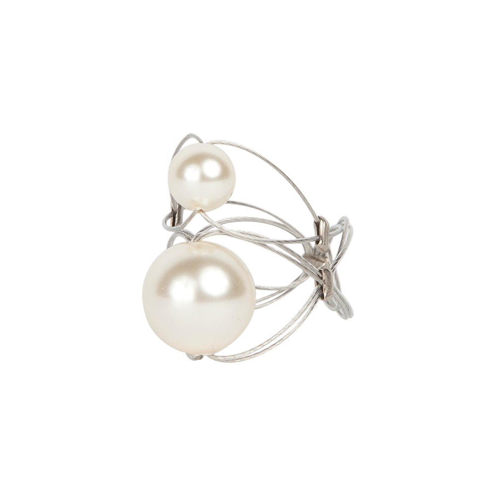 Delicate Pearl Ring 9002: White Pearl/Silver