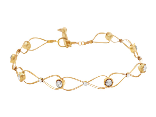 Intertwined Romantic Choker Necklace CN3994: Clear/ Gold