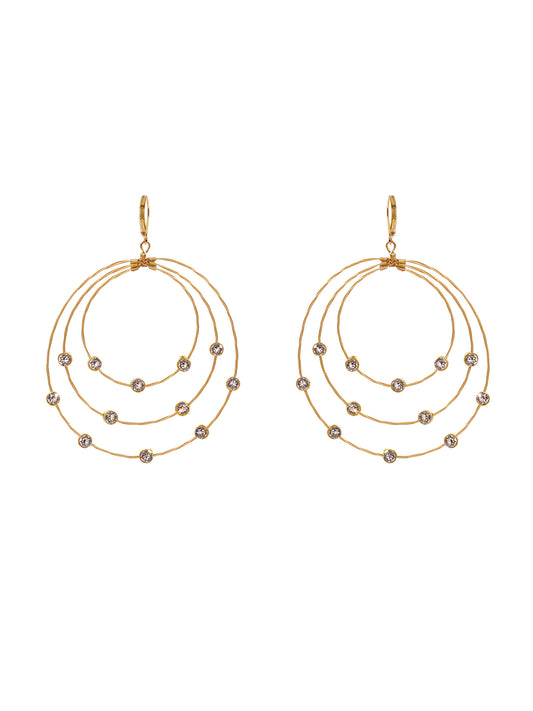 Triple Layer Circle Glitter Earring E2110: Gold/Gold