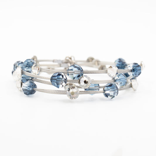 Unique Jewel Bracelet 4238: Clear/ Denim/ Silver