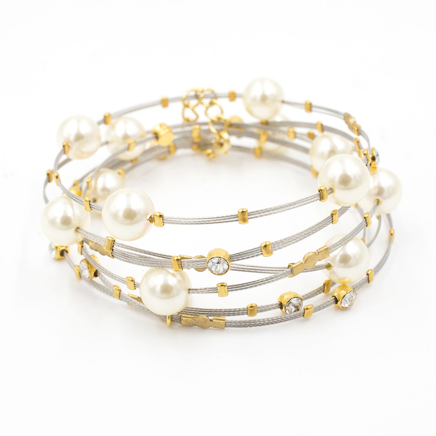 Love Pearl Bracelet 3701: Pearl/ Silver/ Gold